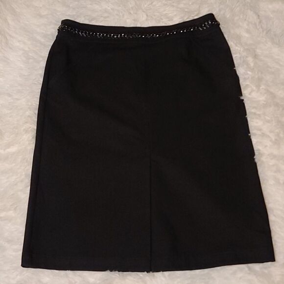 Lafayette 148 NY Black Denim Pencil Skirt 6 - Picture 1 of 7